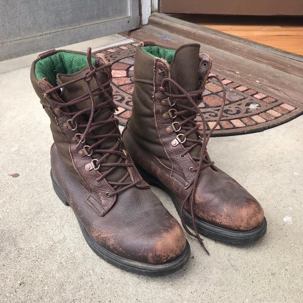 Men’s Brown Leather Combat Military Hunting Boots